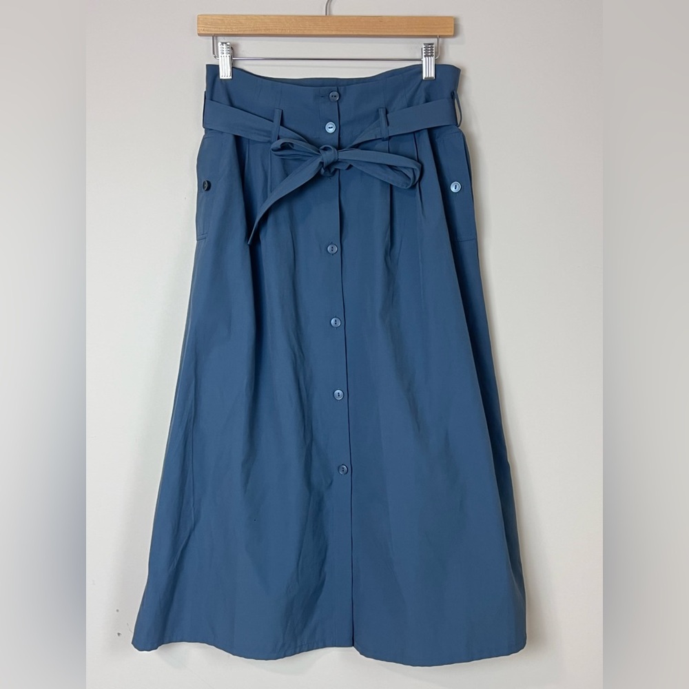 Brochu Walker Midi A Line Skirt Belted Blue Sz Medium